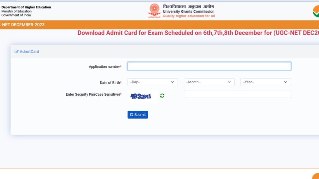 UGC NET December 2023 Admit Card